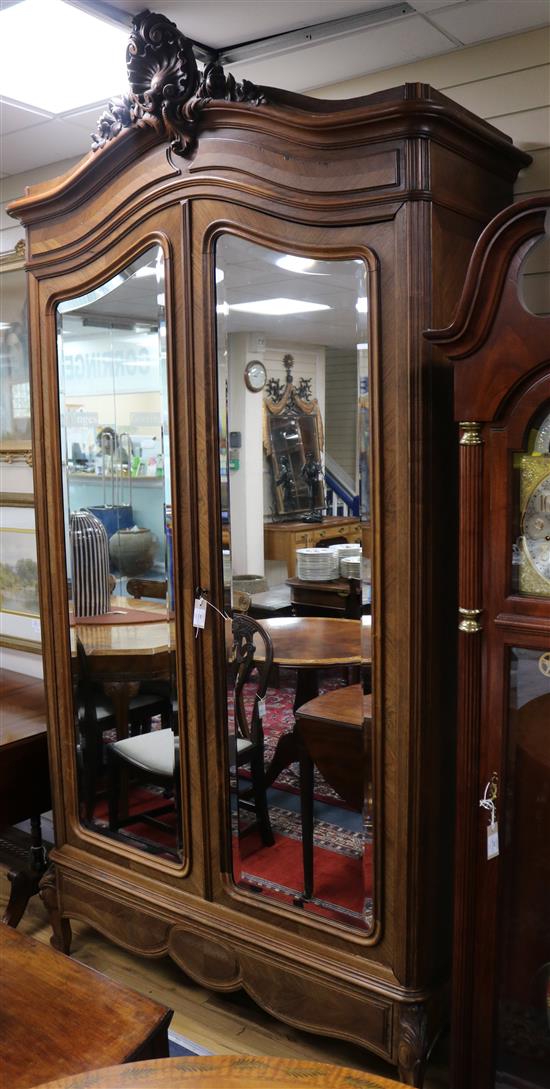 An early 20th century French rosewood armoire, W.140cm